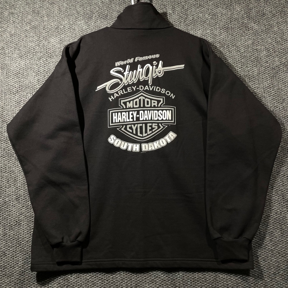 Vintage 2002 Harley-Davidson Sturgis South Dakota Quarter Zip Sweatshirt XL Blck - Picture 5 of 7